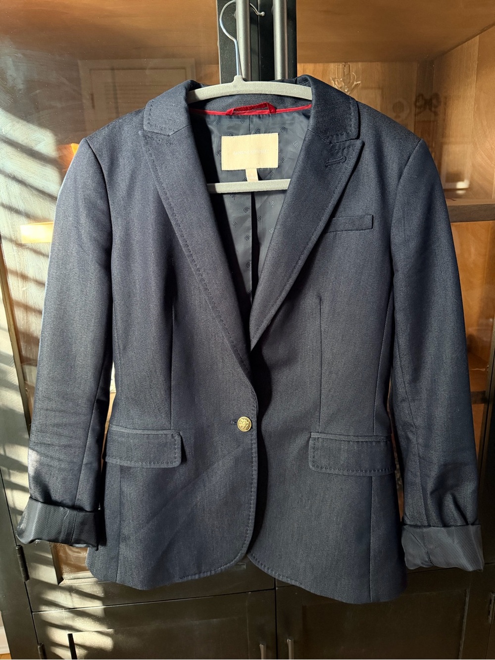 Banana Republic Navy Single-Button Blazer with Gold Button